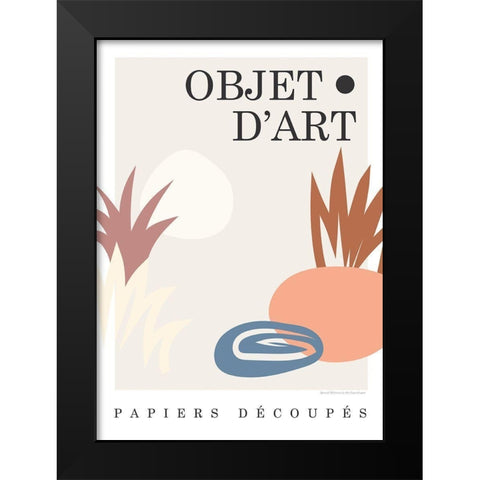Objet 6 Black Modern Wood Framed Art Print by Design Fabrikken