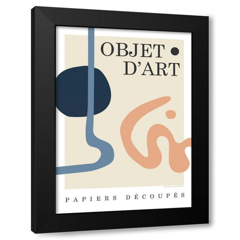 Objet 7 Black Modern Wood Framed Art Print by Design Fabrikken
