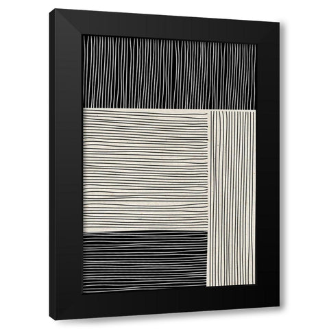 Ribbing 1 Black Modern Wood Framed Art Print by Design Fabrikken