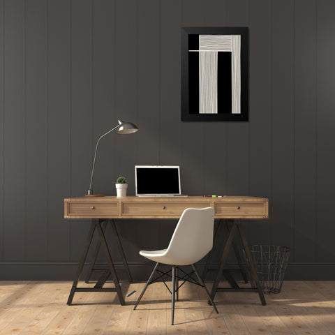 Ribbing 2 Black Modern Wood Framed Art Print by Design Fabrikken