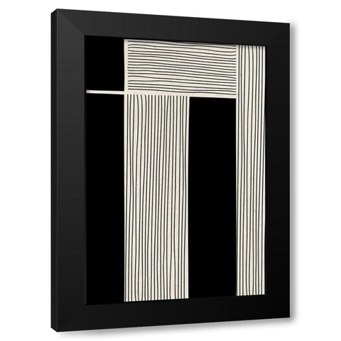 Ribbing 2 Black Modern Wood Framed Art Print by Design Fabrikken