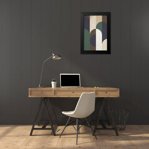 Weave 2 Black Modern Wood Framed Art Print by Design Fabrikken