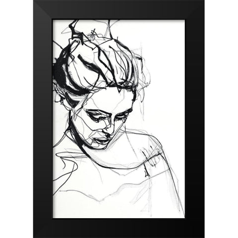 Silhouette 1 Black Modern Wood Framed Art Print by Design Fabrikken