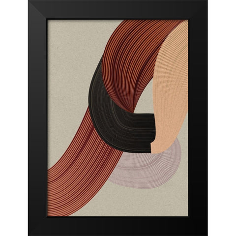 Fibers 6 Black Modern Wood Framed Art Print by Design Fabrikken