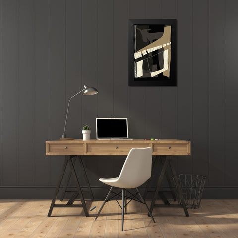 Goat Plays The Piano Black Modern Wood Framed Art Print by Design Fabrikken