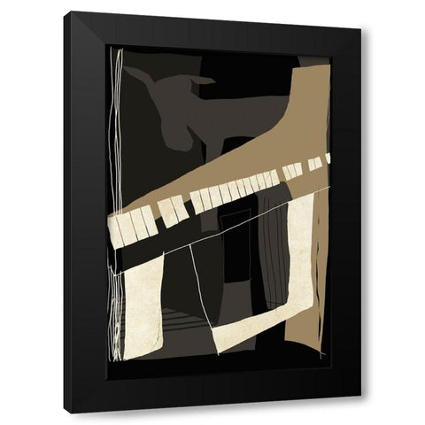 Goat Plays The Piano Black Modern Wood Framed Art Print with Double Matting by Design Fabrikken