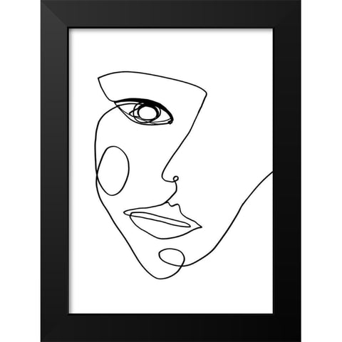 Face Line 2 Black Modern Wood Framed Art Print by Design Fabrikken