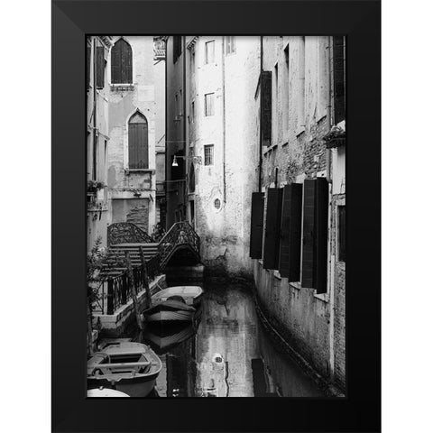 In Venice Black Modern Wood Framed Art Print by Design Fabrikken