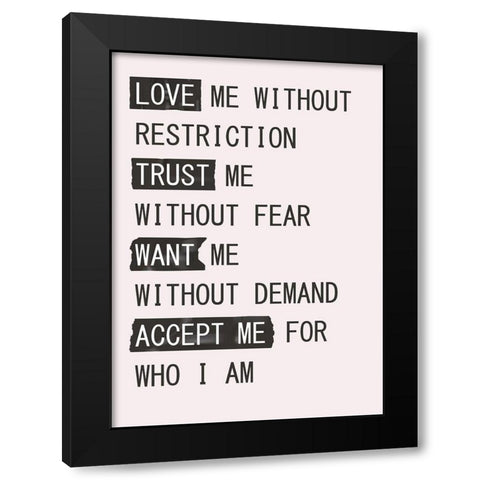 Love Me 1 Black Modern Wood Framed Art Print by Design Fabrikken