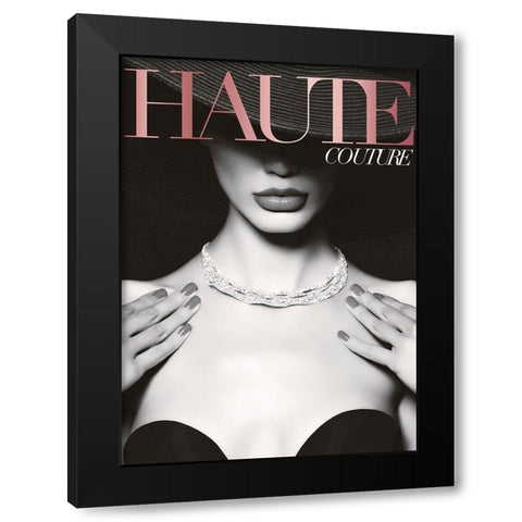 Couture 2 Black Modern Wood Framed Art Print by Design Fabrikken