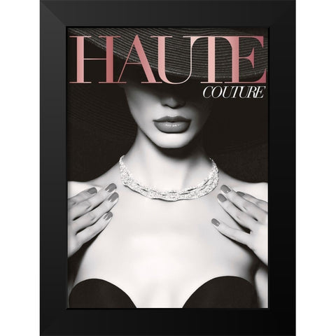 Couture 2 Black Modern Wood Framed Art Print by Design Fabrikken