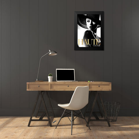 Couture 3 Black Modern Wood Framed Art Print by Design Fabrikken
