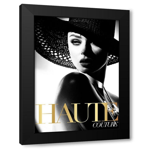 Couture 3 Black Modern Wood Framed Art Print by Design Fabrikken