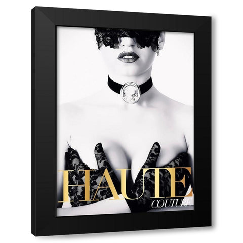 Couture 4 Black Modern Wood Framed Art Print with Double Matting by Design Fabrikken
