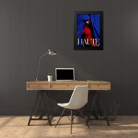 Couture 5 Black Modern Wood Framed Art Print by Design Fabrikken