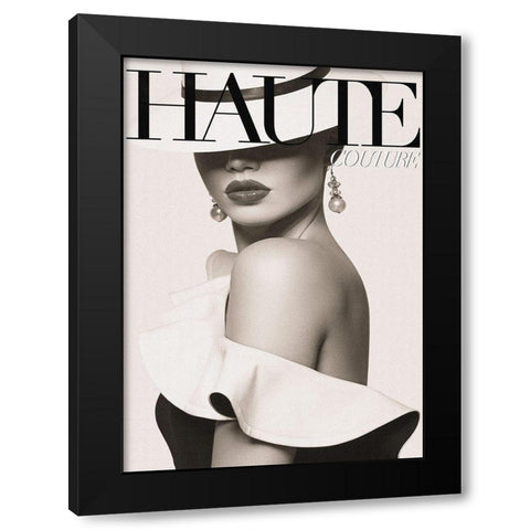 Couture 7 Black Modern Wood Framed Art Print by Design Fabrikken