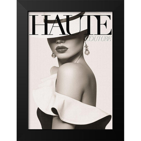 Couture 7 Black Modern Wood Framed Art Print by Design Fabrikken