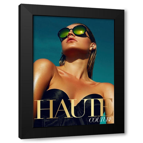 Couture 11 Black Modern Wood Framed Art Print by Design Fabrikken
