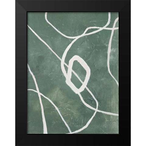 Green Grafica Black Modern Wood Framed Art Print by Design Fabrikken