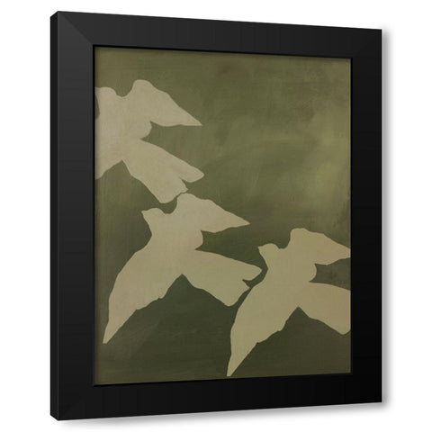 Migration Black Modern Wood Framed Art Print with Double Matting by Design Fabrikken
