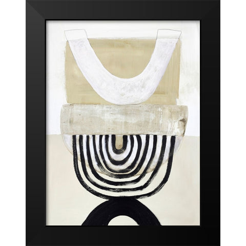 Retro Revival Black Modern Wood Framed Art Print by Design Fabrikken