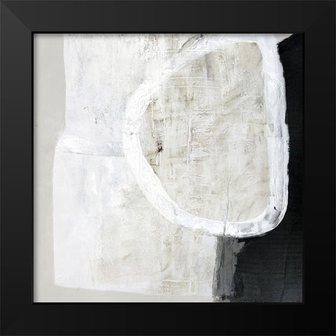 White Stone Black Modern Wood Framed Art Print by Design Fabrikken