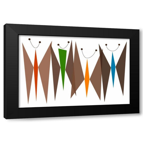 Butterflies - Browns Black Modern Wood Framed Art Print with Double Matting by Newton, Tonya