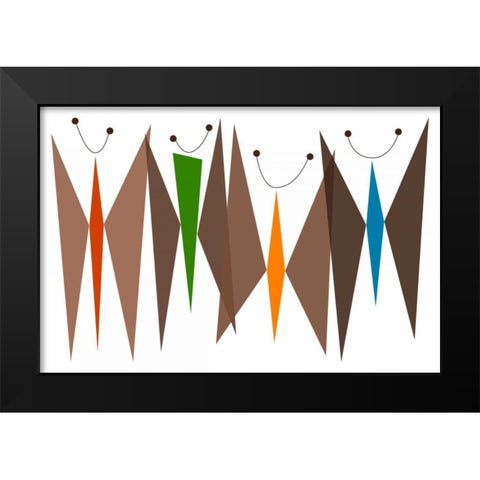 Butterflies - Browns Black Modern Wood Framed Art Print by Newton, Tonya