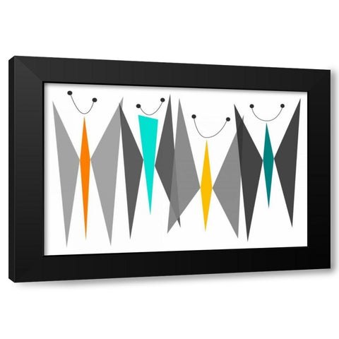 Butterflies - Grays Black Modern Wood Framed Art Print with Double Matting by Newton, Tonya