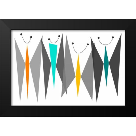 Butterflies - Grays Black Modern Wood Framed Art Print by Newton, Tonya