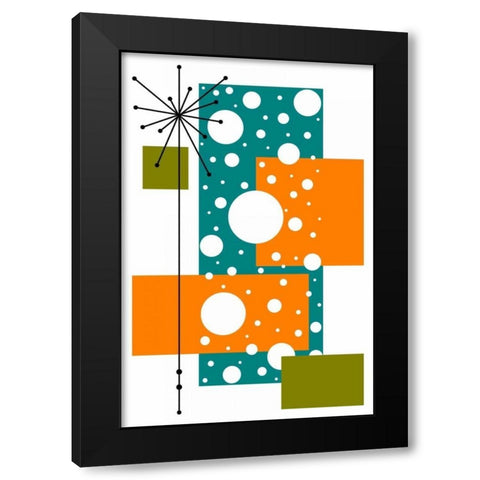 Lacuna - Aqua and Orange Black Modern Wood Framed Art Print with Double Matting by Newton, Tonya