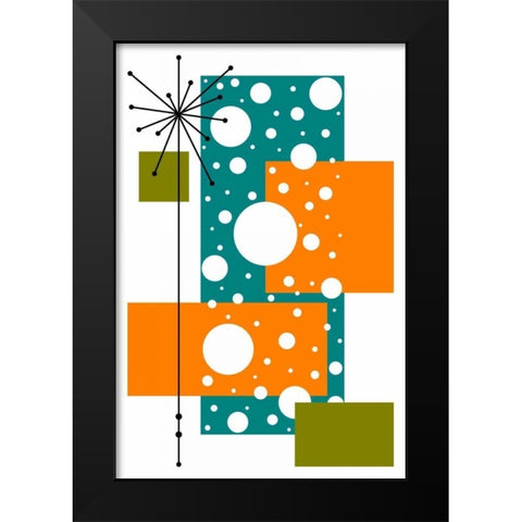 Lacuna - Aqua and Orange Black Modern Wood Framed Art Print by Newton, Tonya