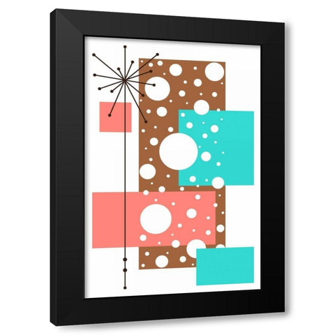 Lacuna - Aqua and Brown Black Modern Wood Framed Art Print with Double Matting by Newton, Tonya