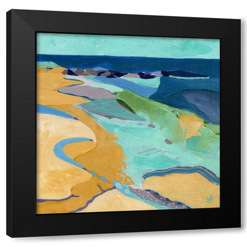 Seaside Black Modern Wood Framed Art Print by Nemcosky, Ann Thompson