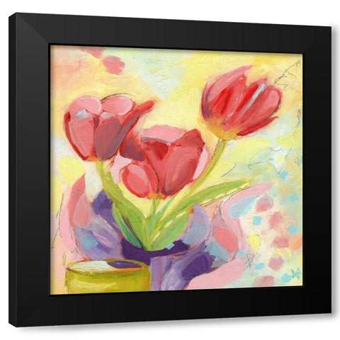 Tulips No. 3 Black Modern Wood Framed Art Print by Nemcosky, Ann Thompson
