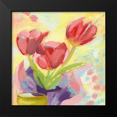 Tulips No. 3 Black Modern Wood Framed Art Print by Nemcosky, Ann Thompson