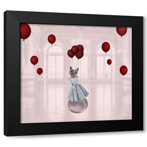 Ball with Balloons Black Modern Wood Framed Art Print with Double Matting by Nocito, Daniela