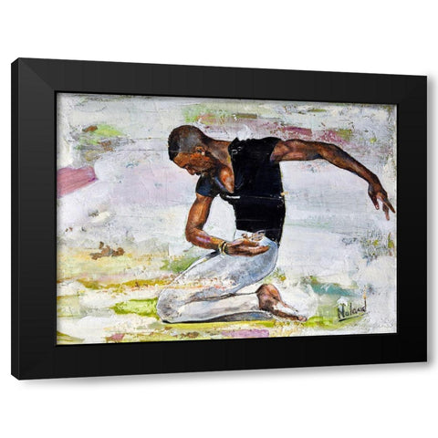 Careful Sparrow Black Modern Wood Framed Art Print with Double Matting by Anderson, Noland