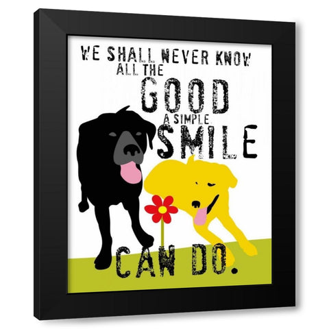 The Good a Simple Smile Can Do Black Modern Wood Framed Art Print by Oliphant, Ginger