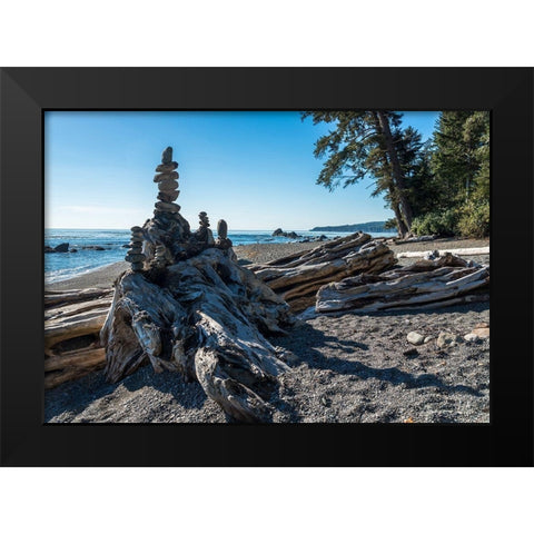 Sombrio Inukshuk Black Modern Wood Framed Art Print by Oldford, Tim