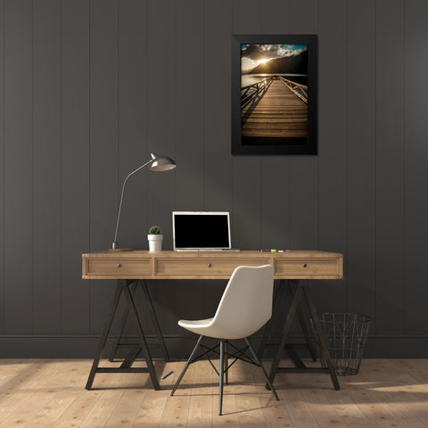 Crescent Lake Sunset Black Modern Wood Framed Art Print by Oldford, Tim