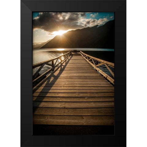 Crescent Lake Sunset Black Modern Wood Framed Art Print by Oldford, Tim