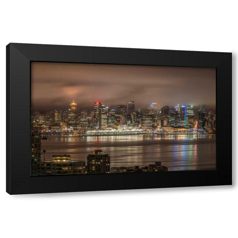 Vancouver Night Black Modern Wood Framed Art Print by Oldford, Tim