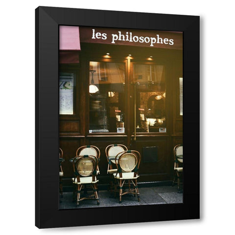 Les Philosophes Cafe Paris Black Modern Wood Framed Art Print with Double Matting by Okula, Carina