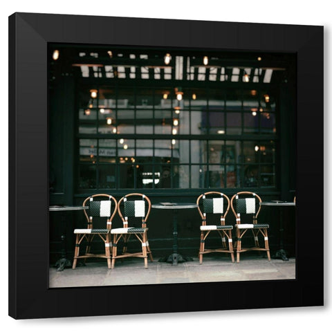 Paris Cafe No. 20 Black Modern Wood Framed Art Print with Double Matting by Okula, Carina