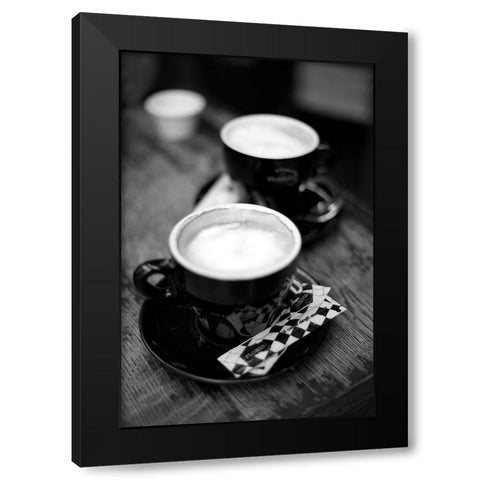 Paris Cafe No. 22 Black Modern Wood Framed Art Print with Double Matting by Okula, Carina