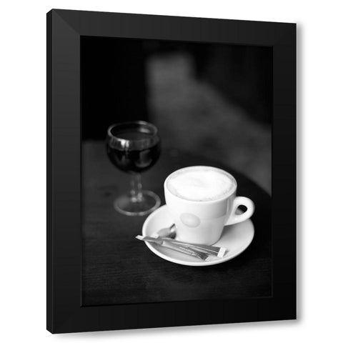 Paris Cafe No. 24 Black Modern Wood Framed Art Print with Double Matting by Okula, Carina