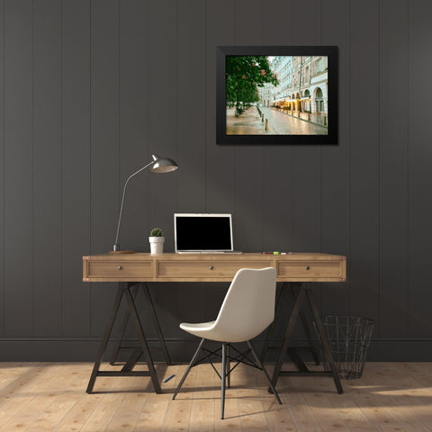 Paris in Chesnut Blossom Pink Black Modern Wood Framed Art Print by Okula, Carina