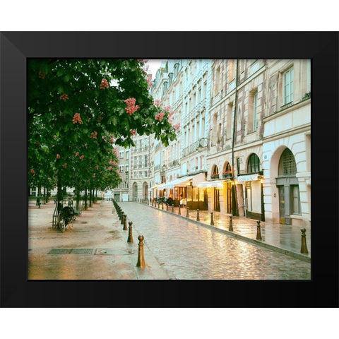 Paris in Chesnut Blossom Pink Black Modern Wood Framed Art Print by Okula, Carina