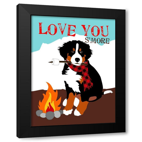 Bernese Mountain Dog - Love You SMore Black Modern Wood Framed Art Print with Double Matting by Oliphant, Ginger